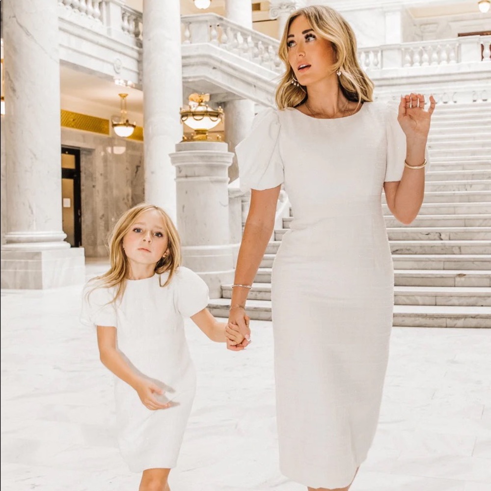 Ivy City Co Holly White Tweed Shimmer Dress
